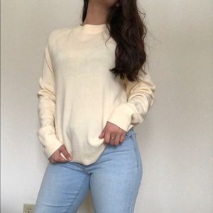 Mock neck cream light yellow sweater